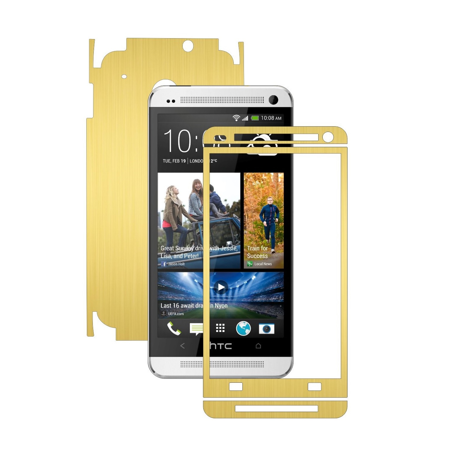 Folie de protectie Carbon Skinz, Husa de tip Skin Adeziv pentru Carcasa, Brushed Auriu dedicata HTC One M7