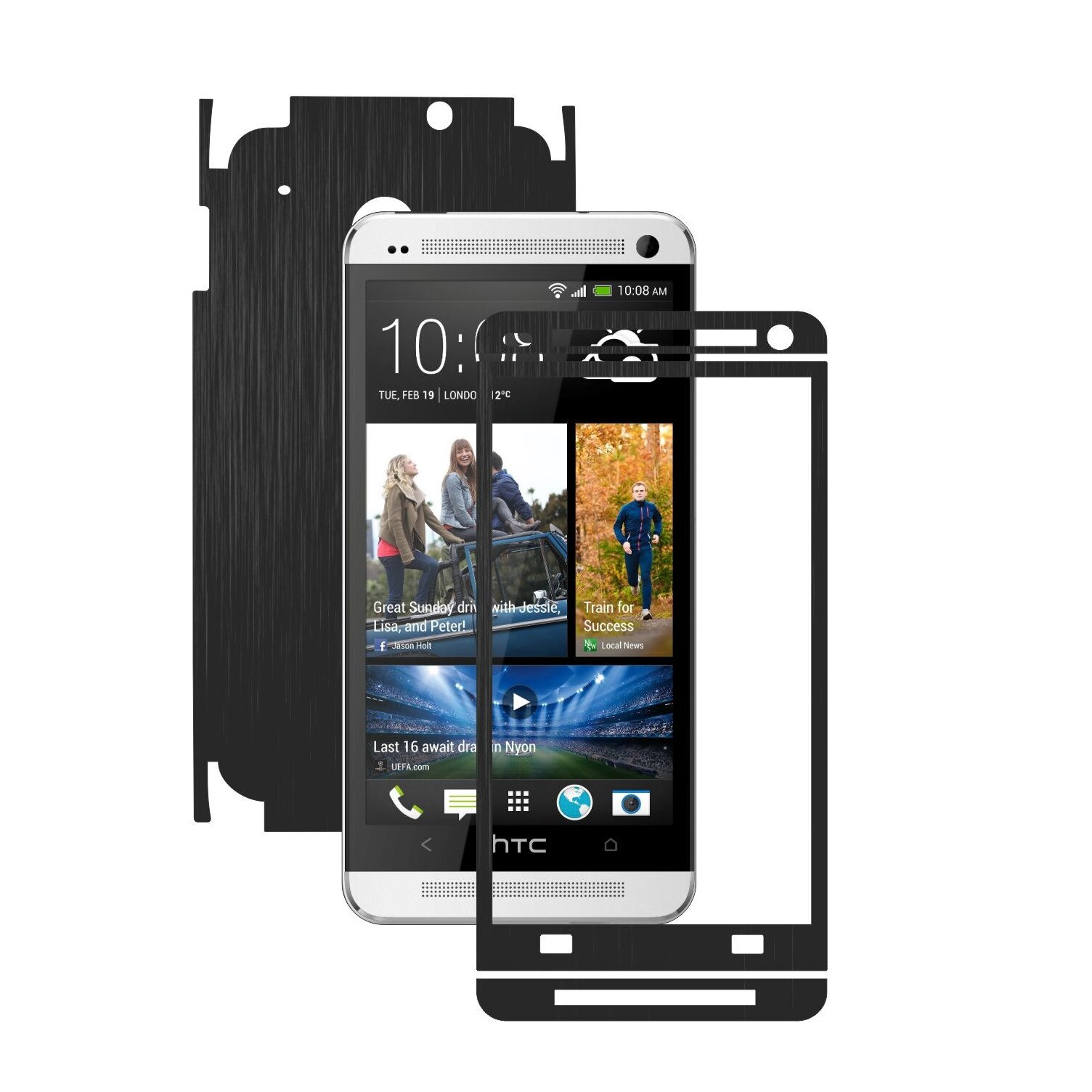 Folie de protectie Carbon Skinz, Husa de tip Skin Adeziv pentru Carcasa, Brushed Negru dedicata HTC One M7