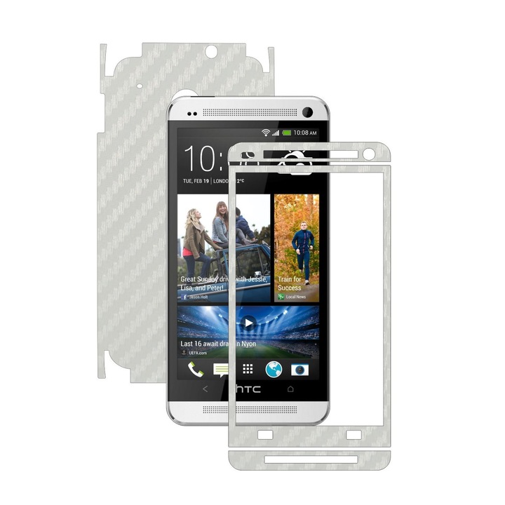 Защитно фолио Carbon Skinz, Adhesive Skin Cover for the Case, White Carbon, посветен на HTC One M7