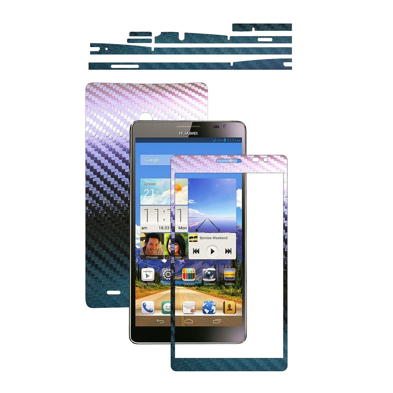 Folie de protectie Carbon Skinz, Husa de tip Skin Adeziv pentru Carcasa, Carbon Cameleon dedicata Huawei Ascend Mate