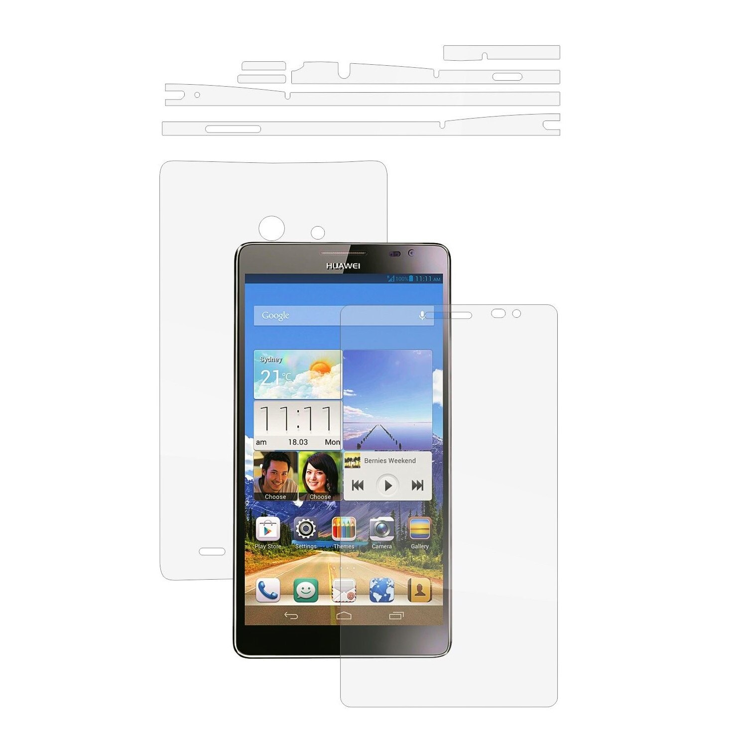 Folie Protectie Full Body Invisible Skinz Ultra-Clear HD, Husa Transparenta de tip Skin Adeziv pentru Carcasa si Ecran, dedicata Huawei Ascend Mate