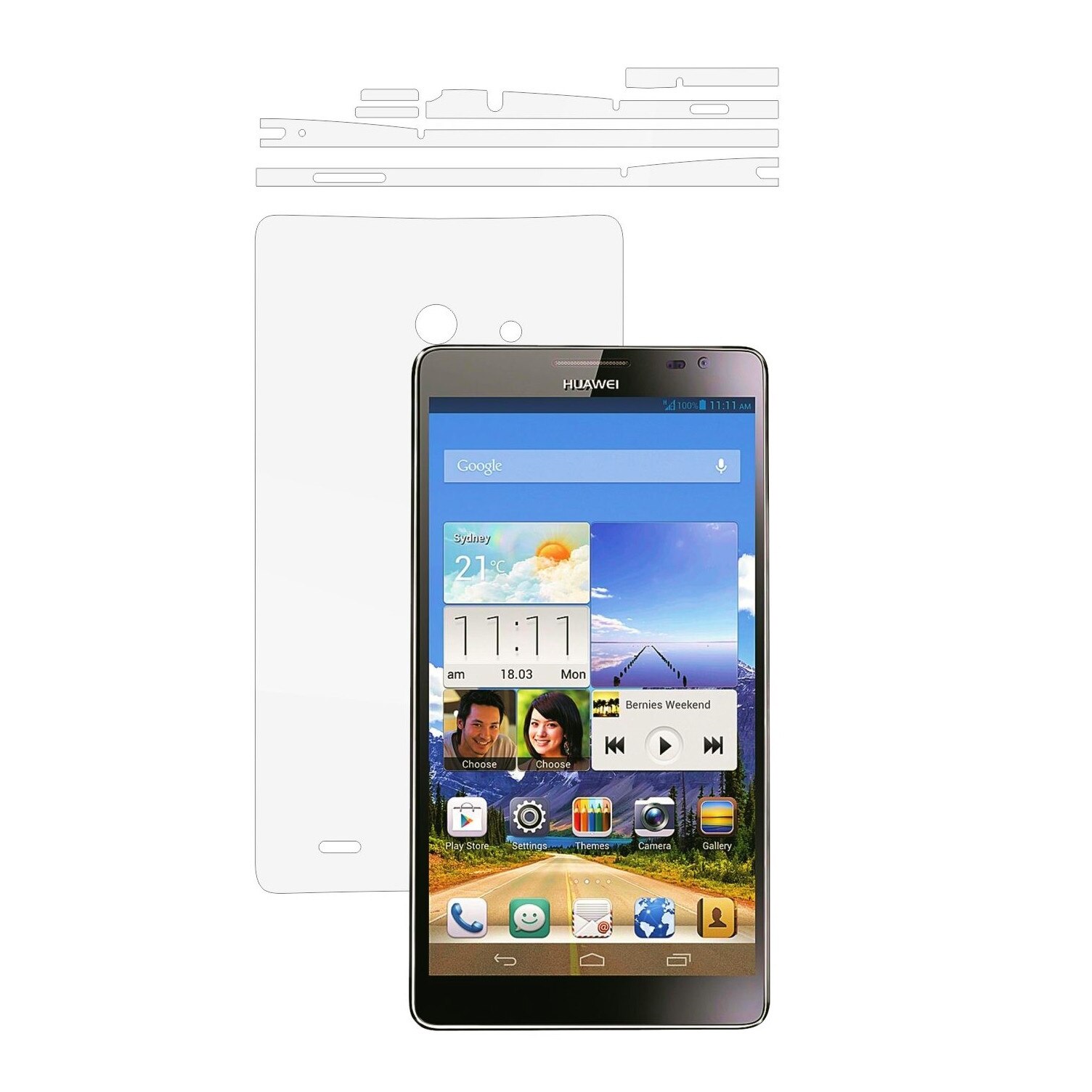 Folie Protectie Invisible Skinz Ultra-Clear AutoRegeneranta, Husa Transparenta de tip Skin Adeziv pentru Carcasa si Laterale, dedicata Huawei Ascend Mate