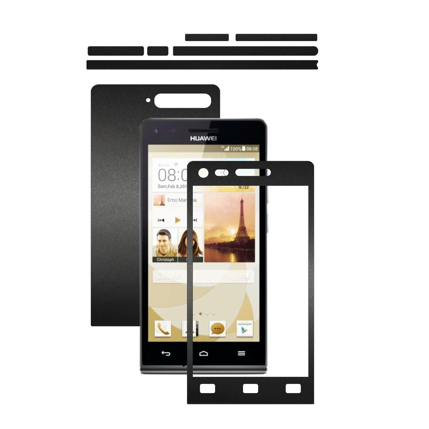 Folie de protectie Carbon Skinz, Husa de tip Skin Adeziv pentru Carcasa, Negru Mat dedicata Huawei Ascend G6 4G