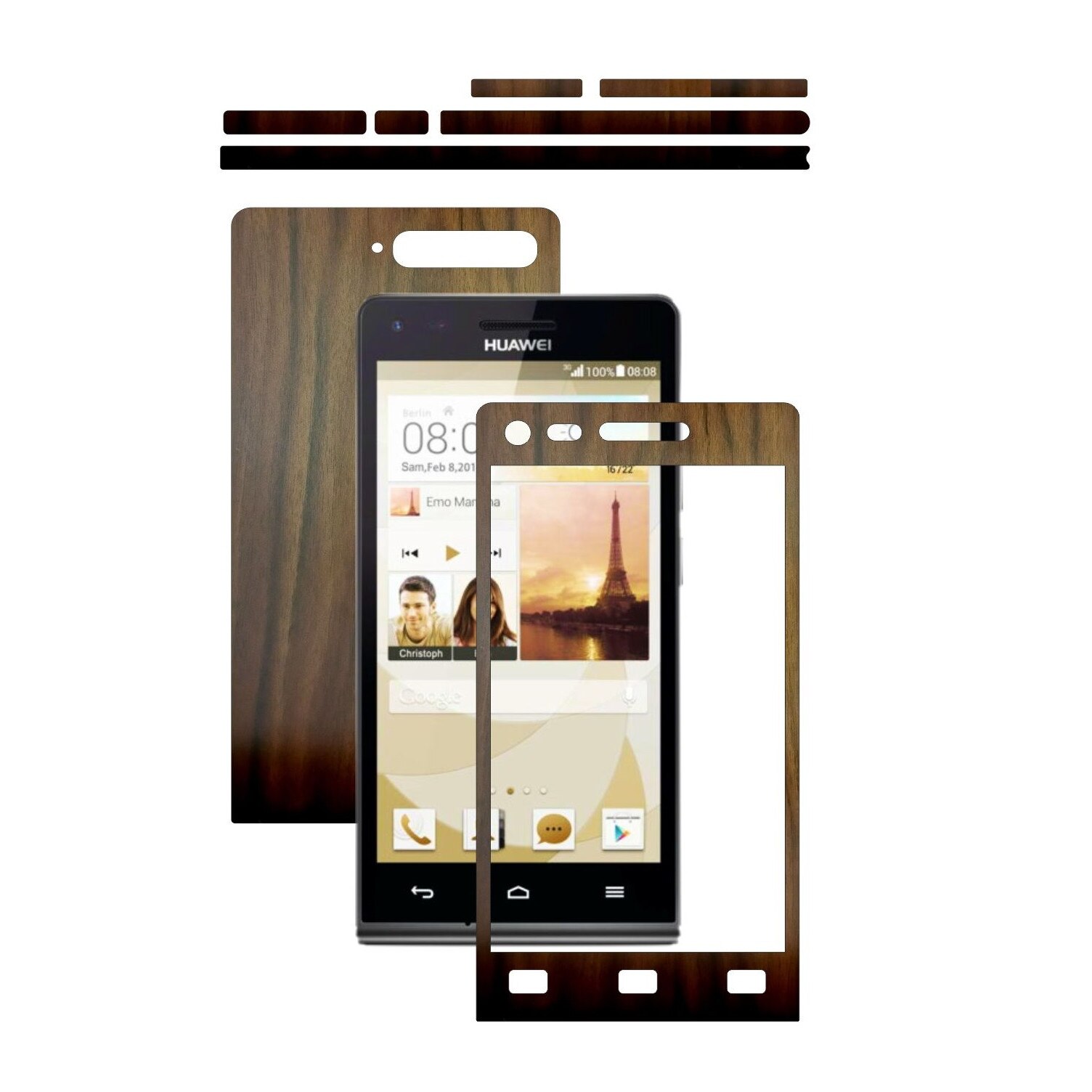 Folie de protectie Carbon Skinz, Husa de tip Skin Adeziv pentru Carcasa, Lemn Nuc Inchis dedicata Huawei Ascend G6 4G