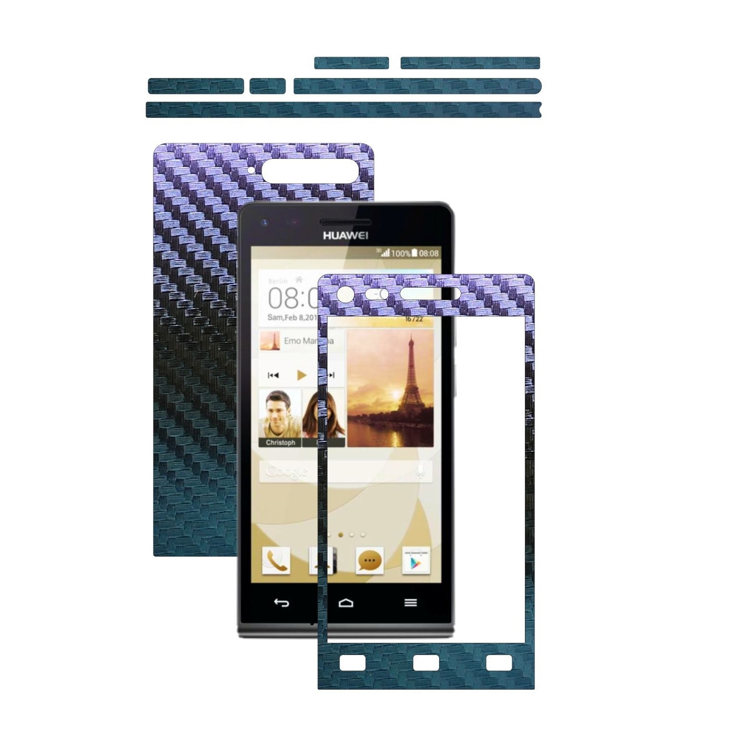 Folie de protectie Carbon Skinz, Husa de tip Skin Adeziv pentru Carcasa, Carbon Cameleon dedicata Huawei Ascend G6 4G