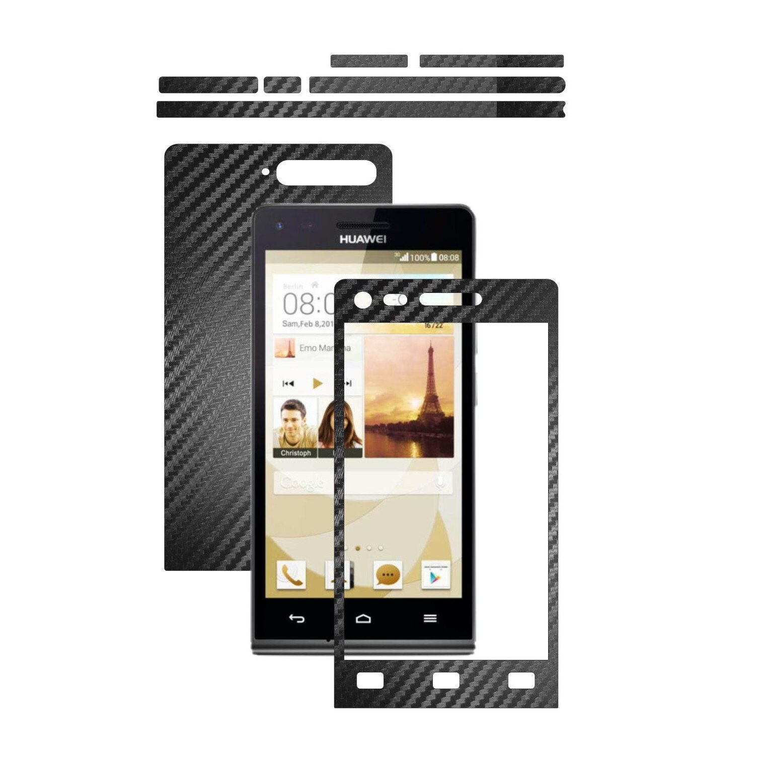 Folie de protectie Carbon Skinz, Husa de tip Skin Adeziv pentru Carcasa, Carbon Negru dedicata Huawei Ascend G6 4G