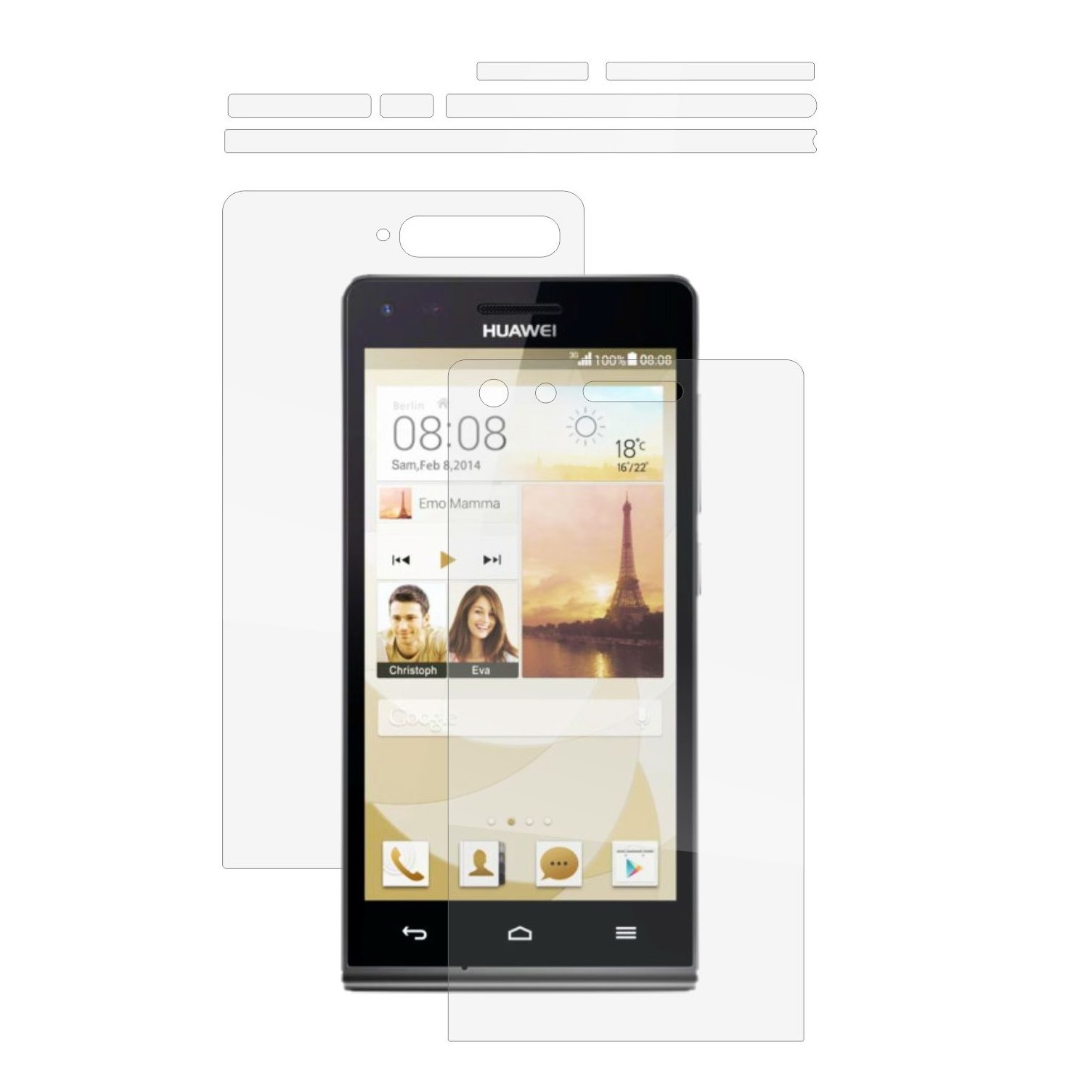 Folie Protectie Full Body Invisible Skinz Ultra-Clear HD, Husa Transparenta de tip Skin Adeziv pentru Carcasa si Ecran, dedicata Huawei Ascend G6 4G