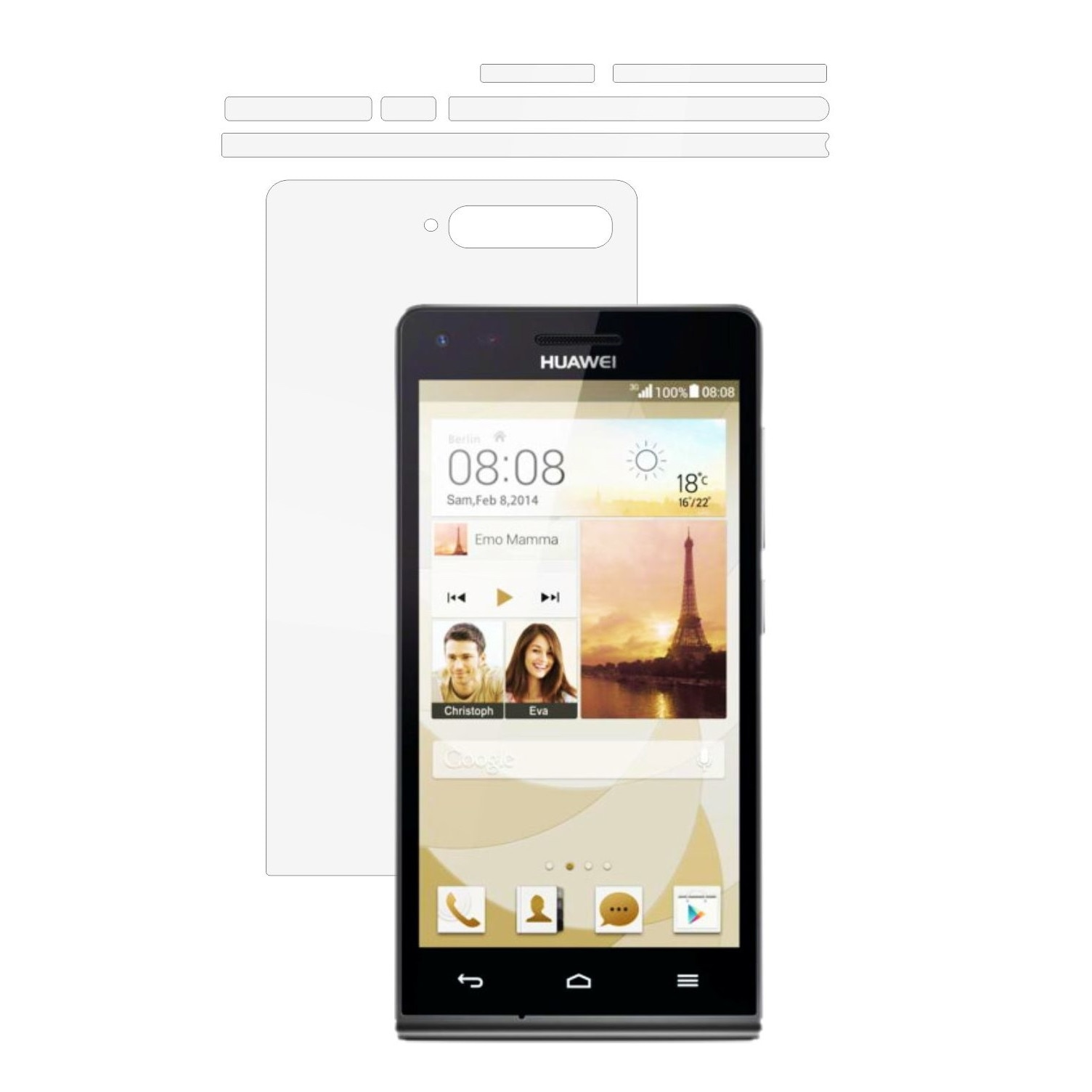 Folie Protectie Invisible Skinz Ultra-Clear AutoRegeneranta, Husa Transparenta de tip Skin Adeziv pentru Carcasa si Laterale, dedicata Huawei Ascend G6 4G