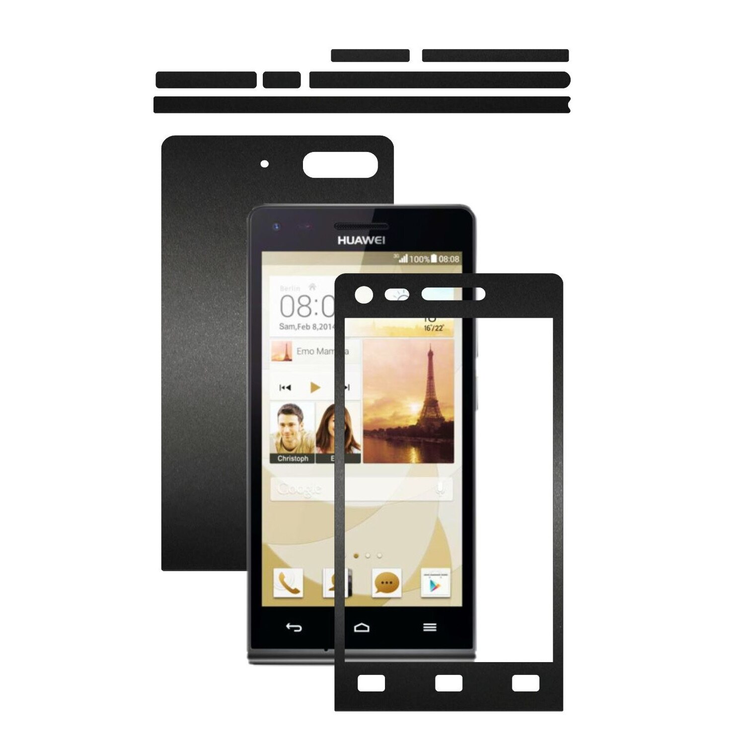 Folie de protectie Carbon Skinz, Husa de tip Skin Adeziv pentru Carcasa, Negru Mat dedicata Huawei Ascend G6