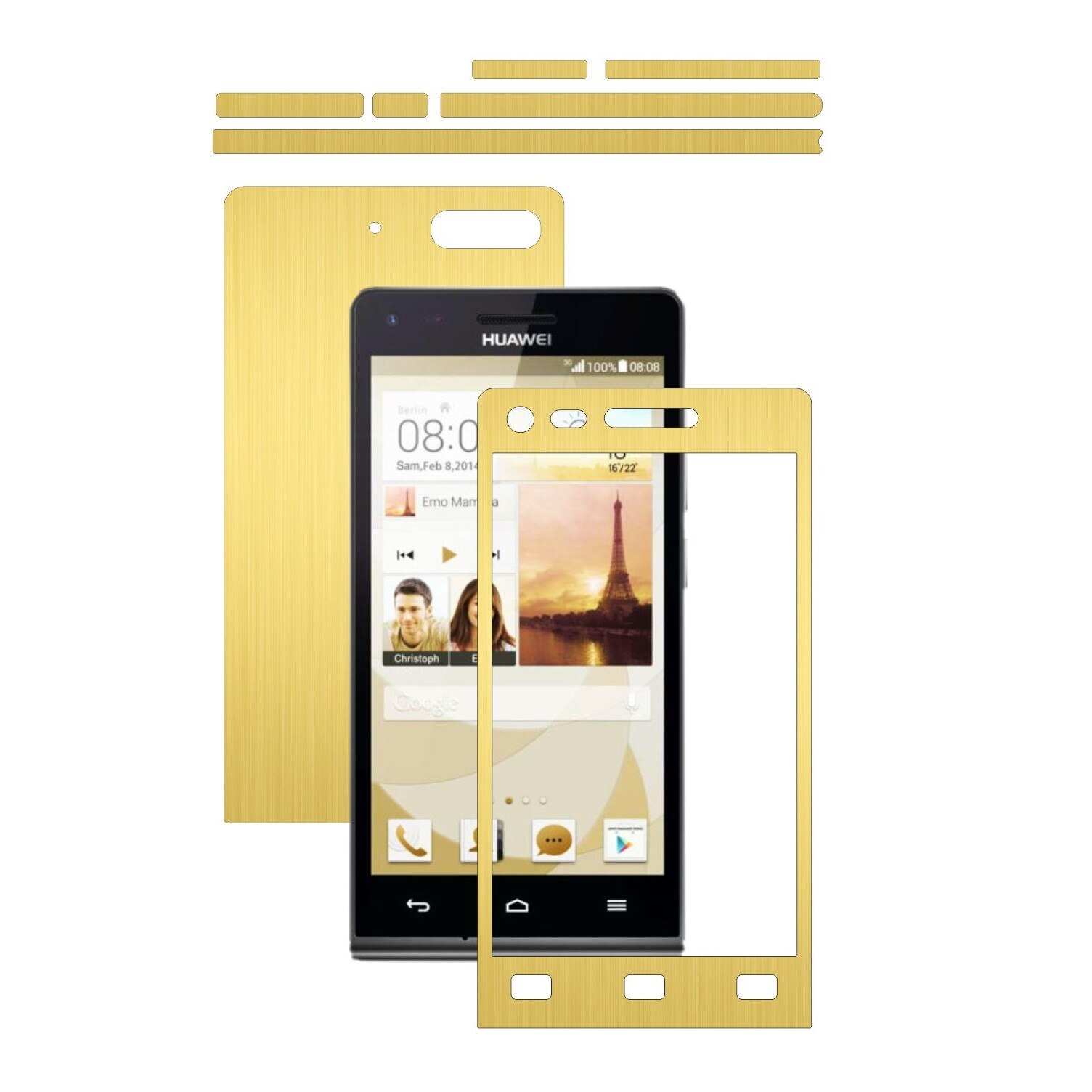 Folie de protectie Carbon Skinz, Husa de tip Skin Adeziv pentru Carcasa, Brushed Auriu dedicata Huawei Ascend G6