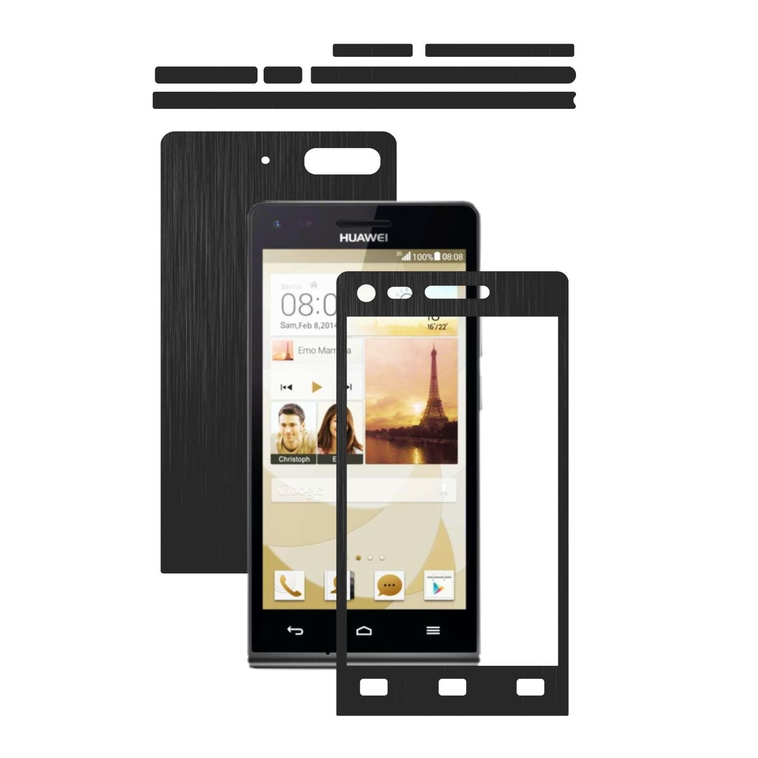 Folie de protectie Carbon Skinz, Husa de tip Skin Adeziv pentru Carcasa, Brushed Negru dedicata Huawei Ascend G6