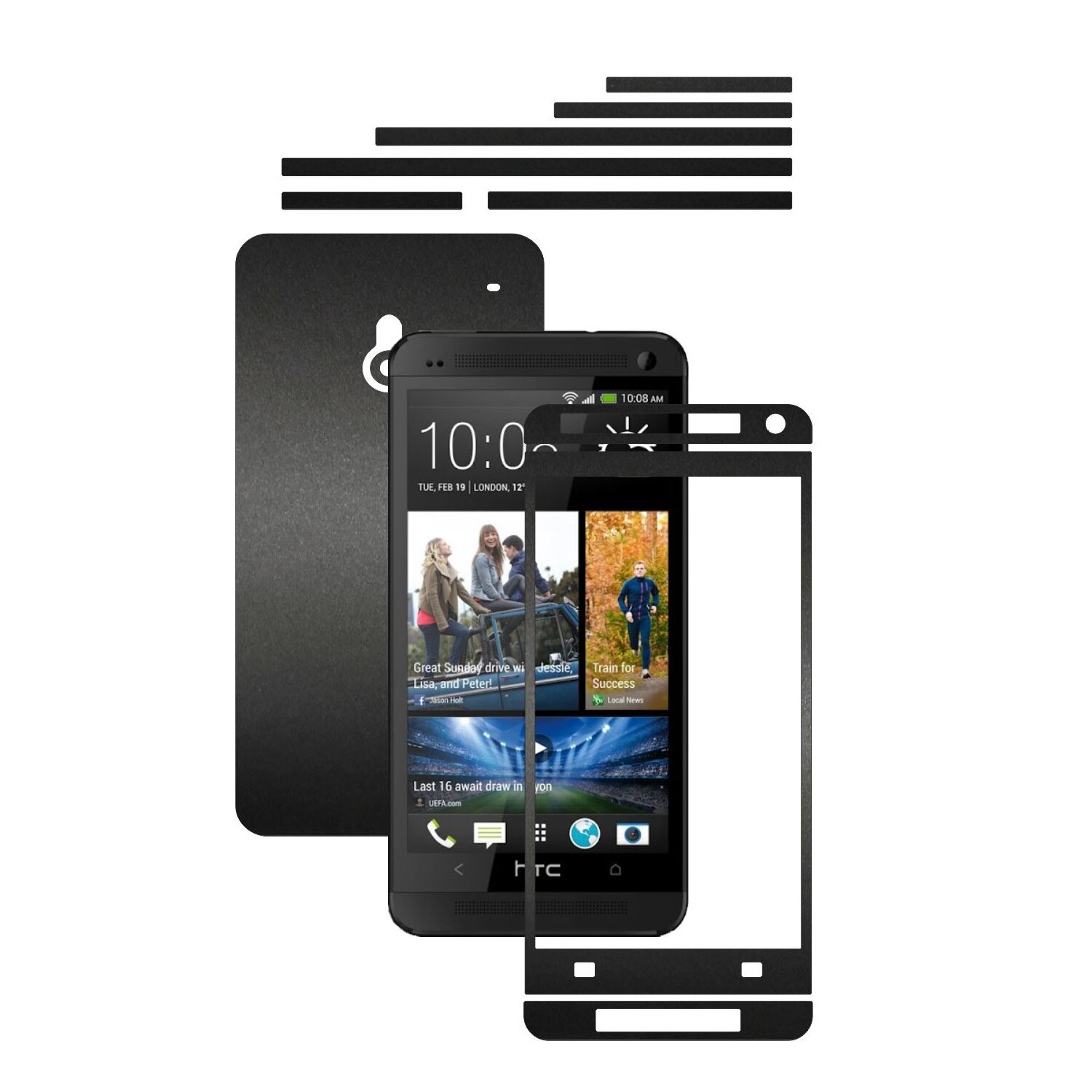 Folie de protectie Carbon Skinz, Husa de tip Skin Adeziv pentru Carcasa, Negru Mat dedicata HTC ONE Mini M4