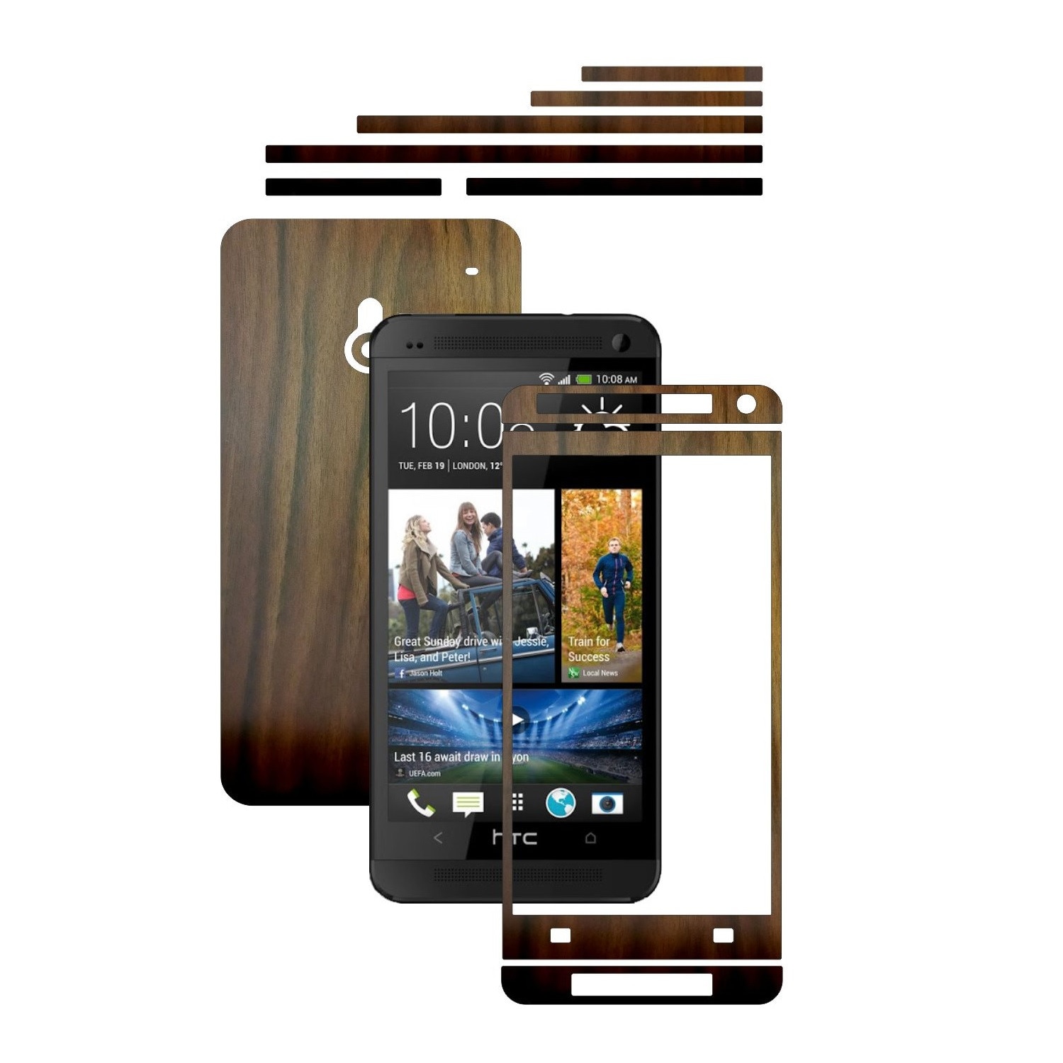 Folie de protectie Carbon Skinz, Husa de tip Skin Adeziv pentru Carcasa, Lemn Nuc Inchis dedicata HTC ONE Mini M4