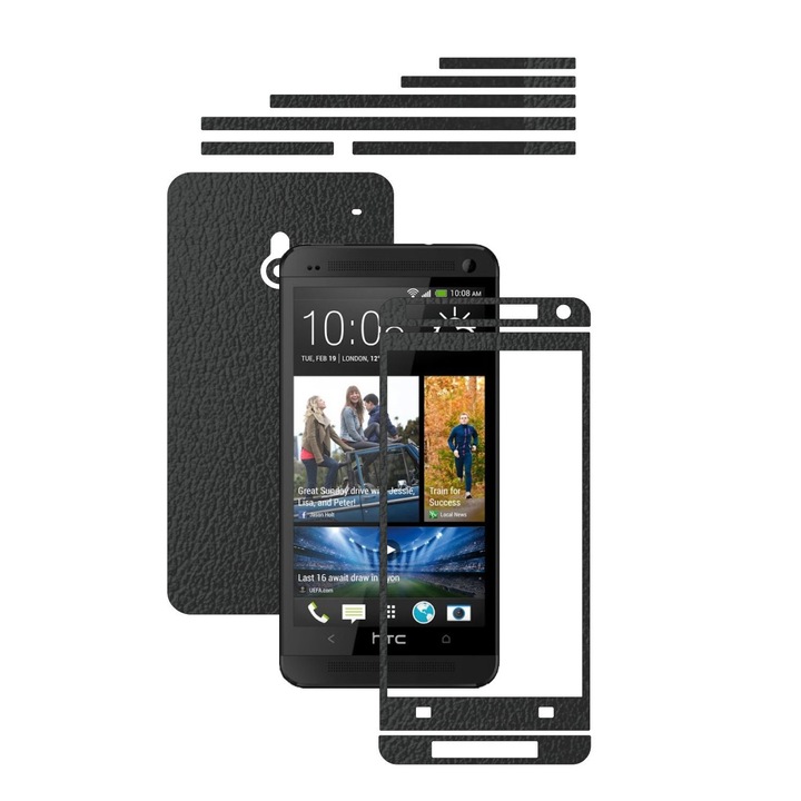 Защитно фолио Carbon Skinz, адхезивно защитно покритие за калъфа, черна кожа, посветено на HTC ONE Mini M4