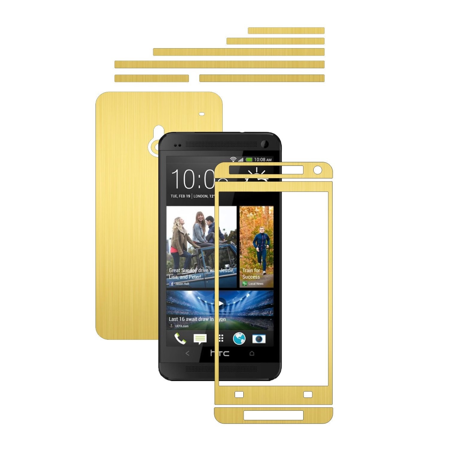 Folie de protectie Carbon Skinz, Husa de tip Skin Adeziv pentru Carcasa, Brushed Auriu dedicata HTC ONE Mini M4