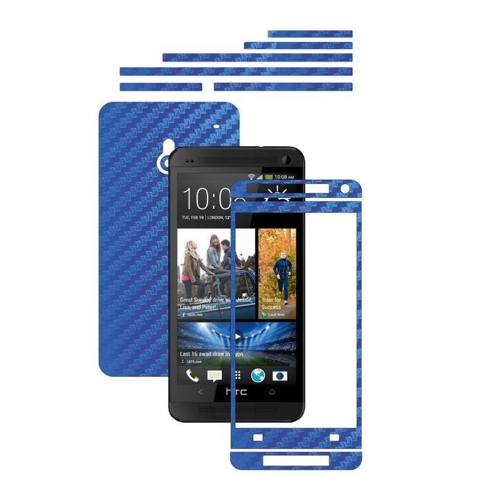 Защитен филм Carbon Skinz, Adhesive Skin Cover for the Case, Blue Carbon, посветен на HTC ONE Mini M4