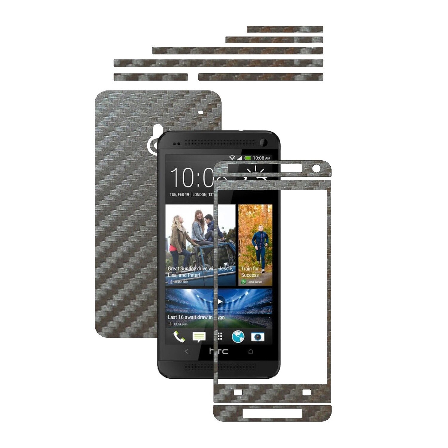 Folie de protectie Carbon Skinz, Husa de tip Skin Adeziv pentru Carcasa, Carbon Gri Argintiu dedicata HTC ONE Mini M4