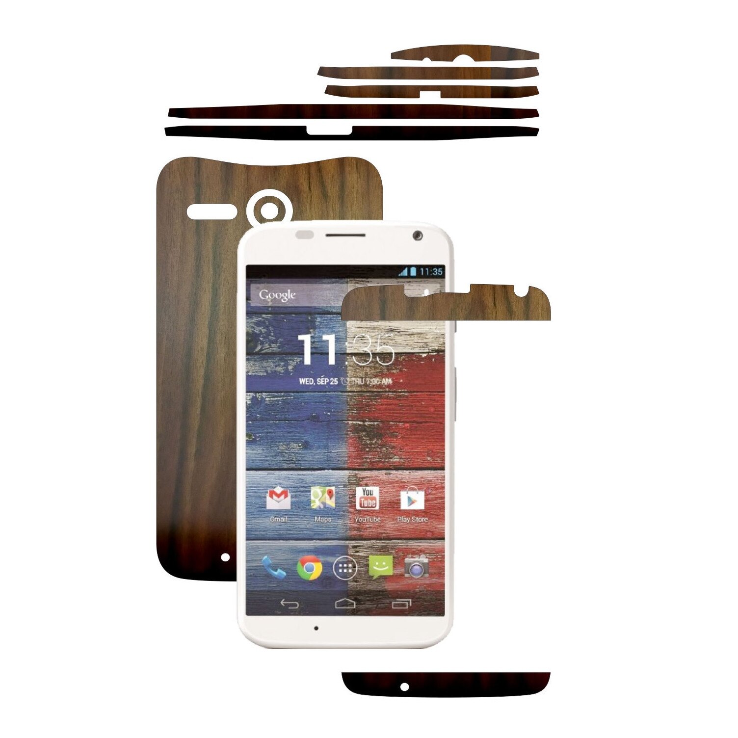 Folie de protectie Carbon Skinz, Husa de tip Skin Adeziv pentru Carcasa, Lemn Nuc Inchis dedicata Motorola Moto X 2013