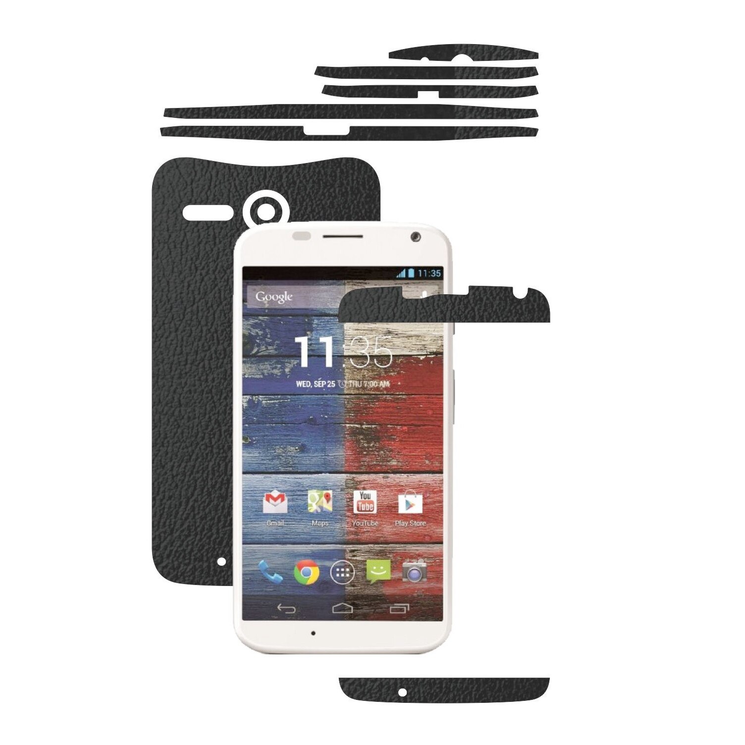 Folie de protectie Carbon Skinz, Husa de tip Skin Adeziv pentru Carcasa, Piele Neagra dedicata Motorola Moto X 2013