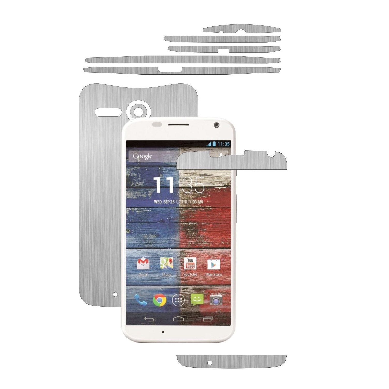 Folie de protectie Carbon Skinz, Husa de tip Skin Adeziv pentru Carcasa, Brushed Argintiu dedicata Motorola Moto X 2013