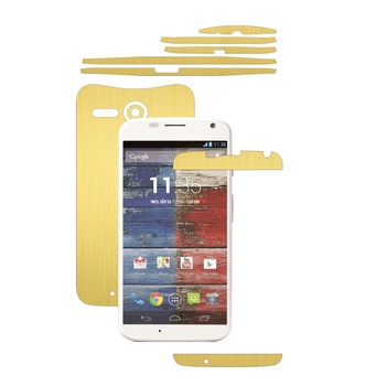 Folie de protectie Carbon Skinz, Husa de tip Skin Adeziv pentru Carcasa, Brushed Auriu dedicata Motorola Moto X 2013 Folie de protectie Carbon Skinz, Husa de tip Skin Adeziv pentru Carcasa, Brushed Auriu dedicata Motorola Moto X 2013