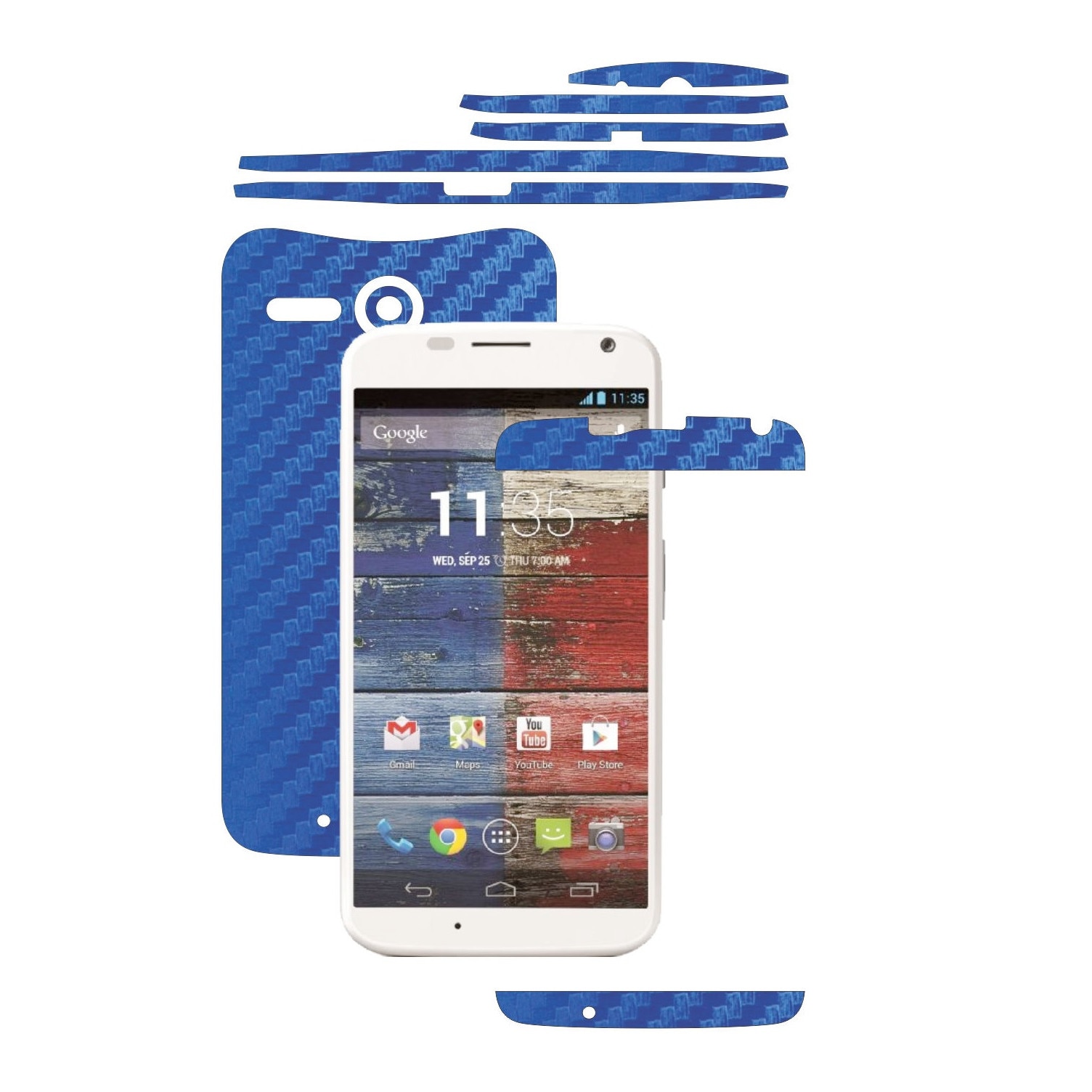 Folie de protectie Carbon Skinz, Husa de tip Skin Adeziv pentru Carcasa, Carbon Albastru dedicata Motorola Moto X 2013