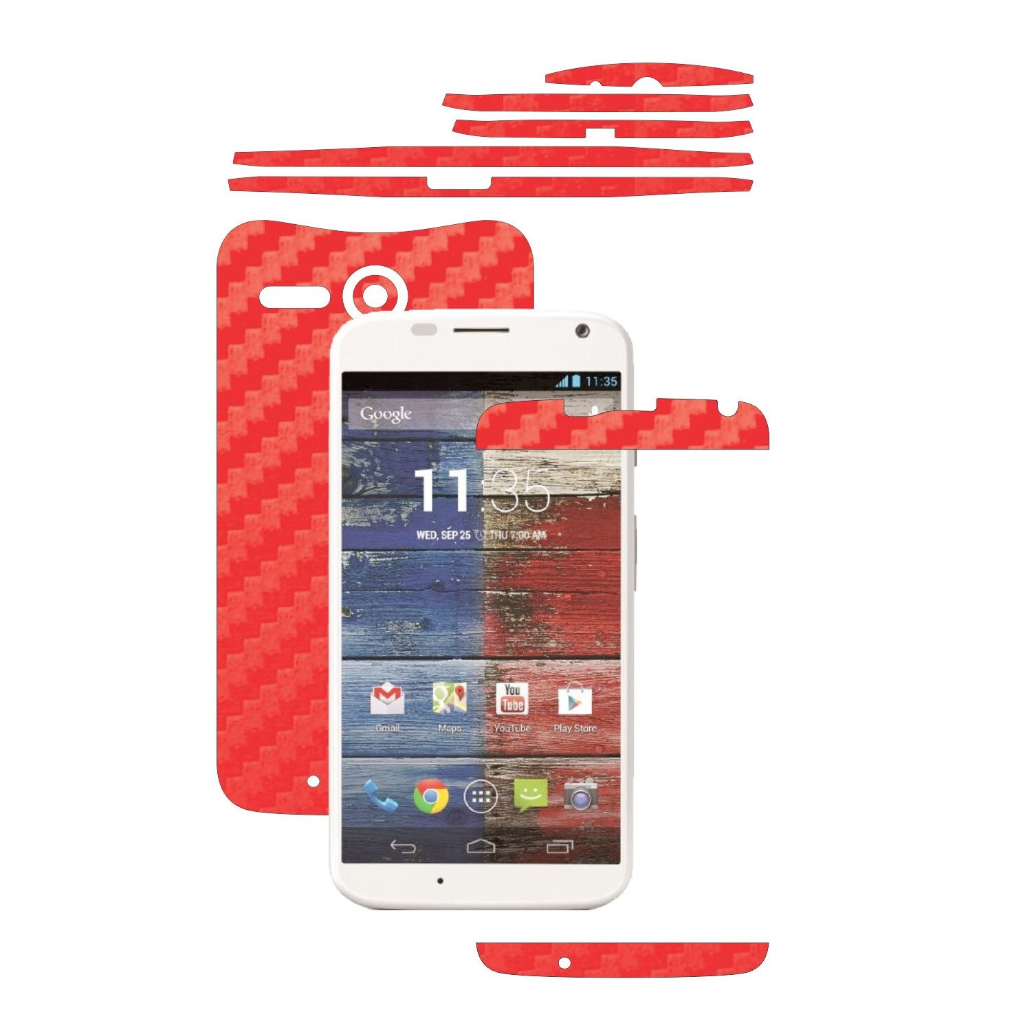 Folie de protectie Carbon Skinz, Husa de tip Skin Adeziv pentru Carcasa, Carbon Rosu dedicata Motorola Moto X 2013