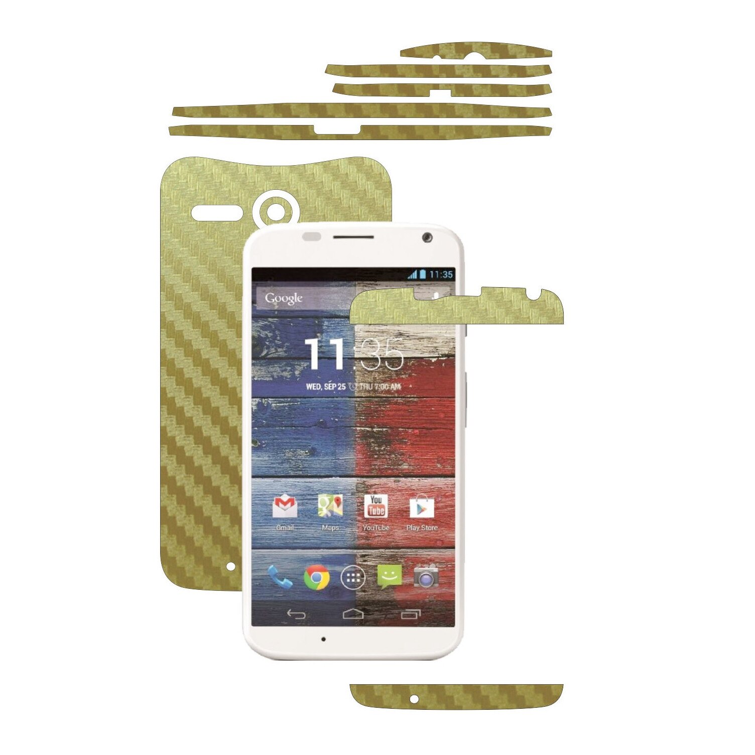 Folie de protectie Carbon Skinz, Husa de tip Skin Adeziv pentru Carcasa, Carbon Auriu dedicata Motorola Moto X 2013