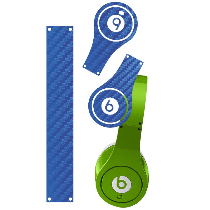 Folie de protectie Carbon Skinz, Husa de tip Skin Adeziv pentru Carcasa, Carbon Albastru dedicata Beats By Dr Dre Studio