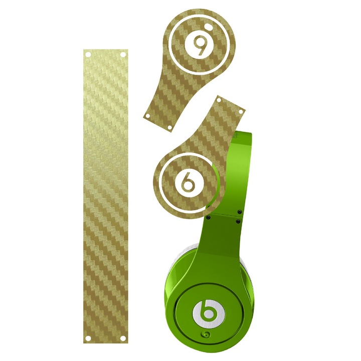 Folie de protectie Carbon Skinz, Husa de tip Skin Adeziv pentru Carcasa, Carbon Auriu dedicata Beats By Dr Dre Studio