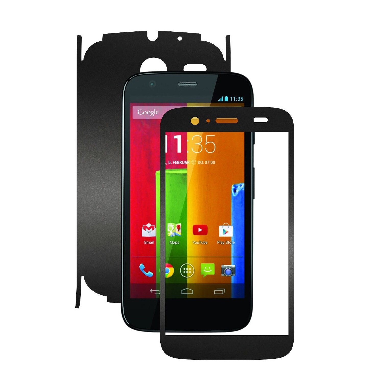 Folie de protectie Carbon Skinz, Husa de tip Skin Adeziv pentru Carcasa, Negru Mat dedicata Motorola Moto G 1 2013