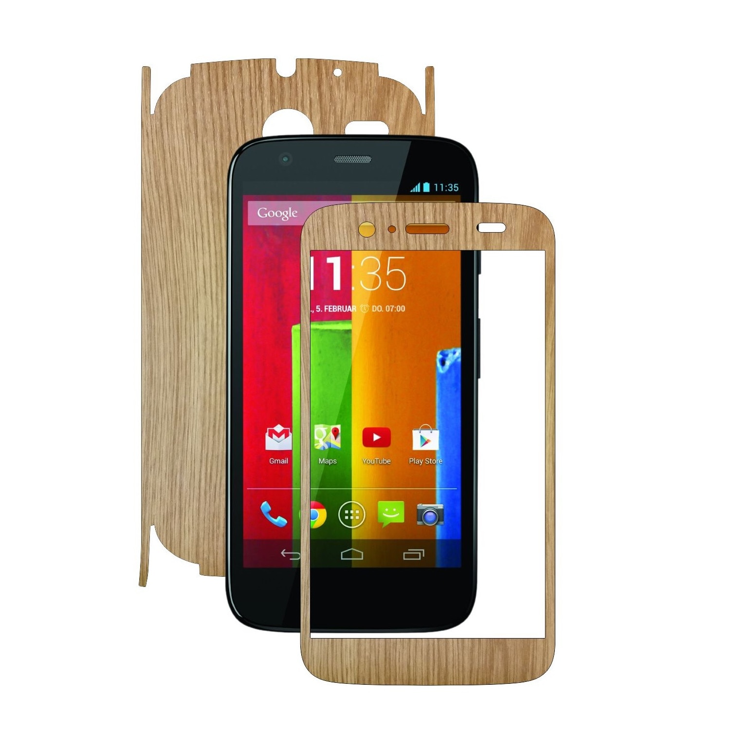 Folie de protectie Carbon Skinz, Husa de tip Skin Adeziv pentru Carcasa, Lemn Stejar dedicata Motorola Moto G 1 2013