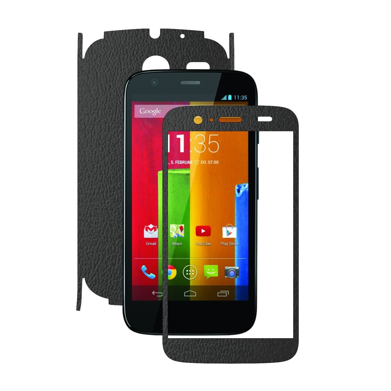 Folie de protectie Carbon Skinz, Husa de tip Skin Adeziv pentru Carcasa, Piele Neagra dedicata Motorola Moto G 1 2013
