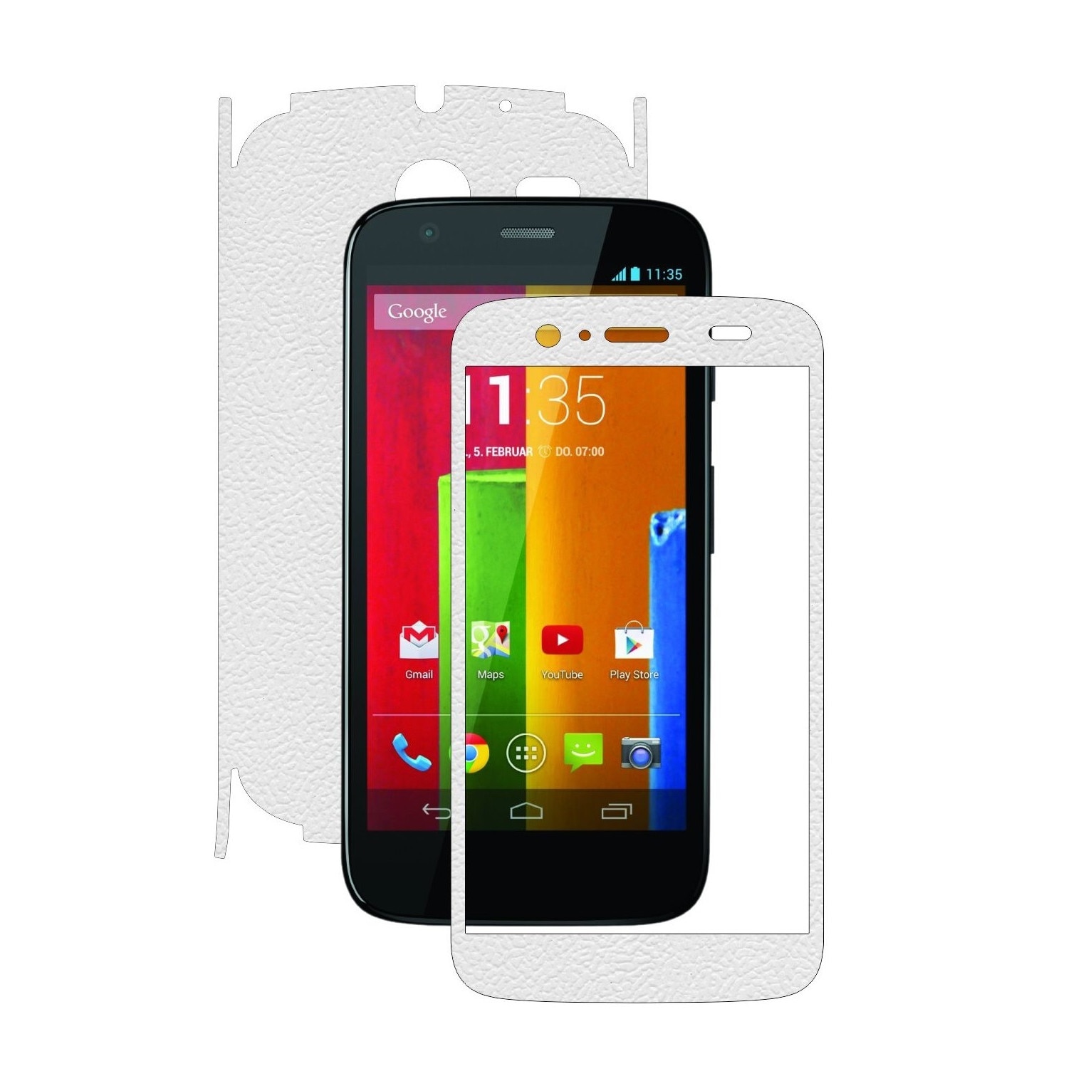 Folie de protectie Carbon Skinz, Husa de tip Skin Adeziv pentru Carcasa, Piele Alba dedicata Motorola Moto G 1 2013