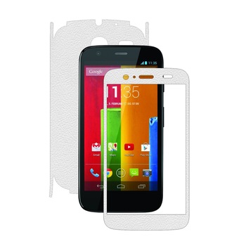 Folie de protectie Carbon Skinz, Husa de tip Skin Adeziv pentru Carcasa, Piele Alba dedicata Motorola Moto G 1 2013 Folie de protectie Carbon Skinz, Husa de tip Skin Adeziv pentru Carcasa, Piele Alba dedicata Motorola Moto G 1 2013