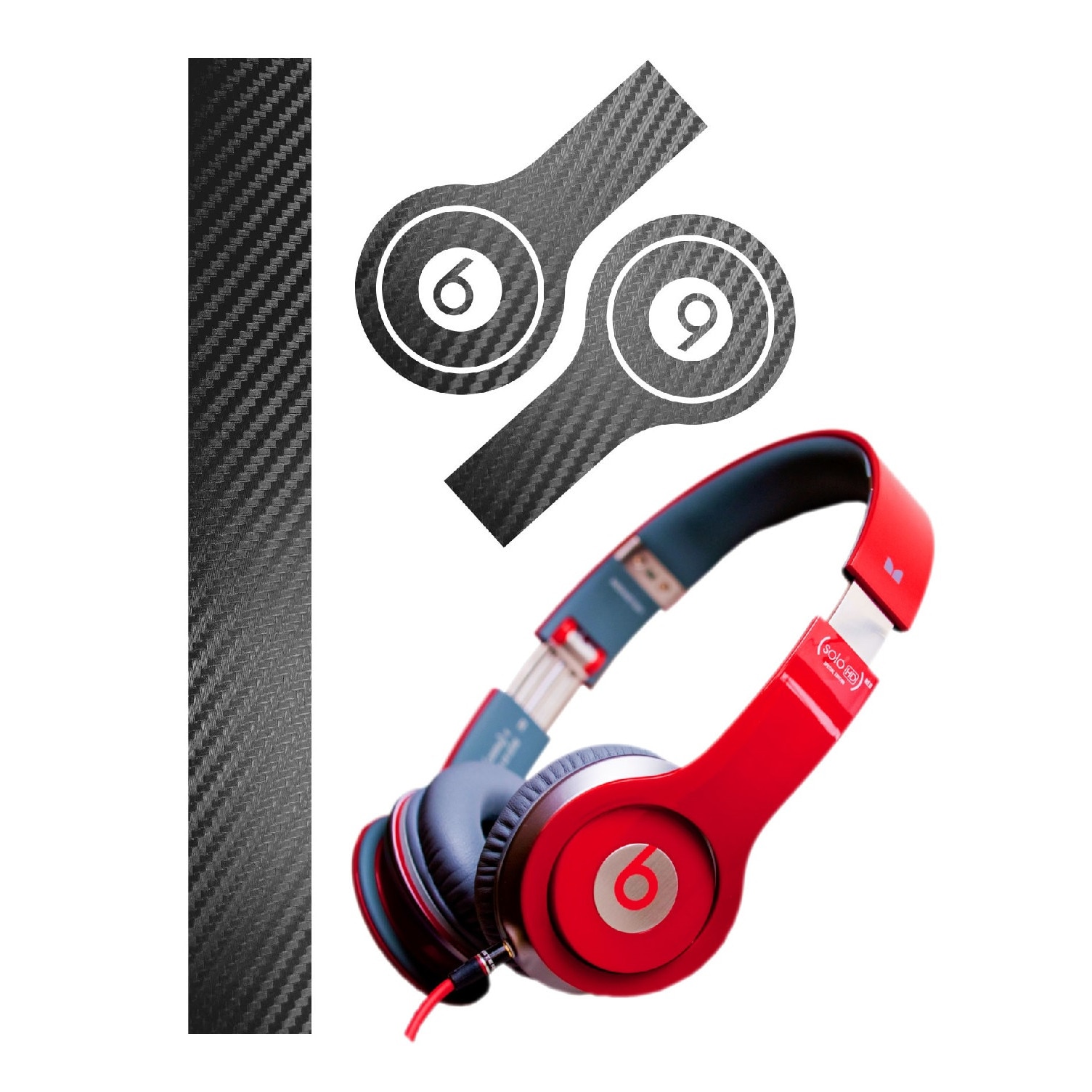 Folie de protectie Carbon Skinz, Husa de tip Skin Adeziv pentru Carcasa, Carbon Negru dedicata Beats By Dr Dre Solo HD