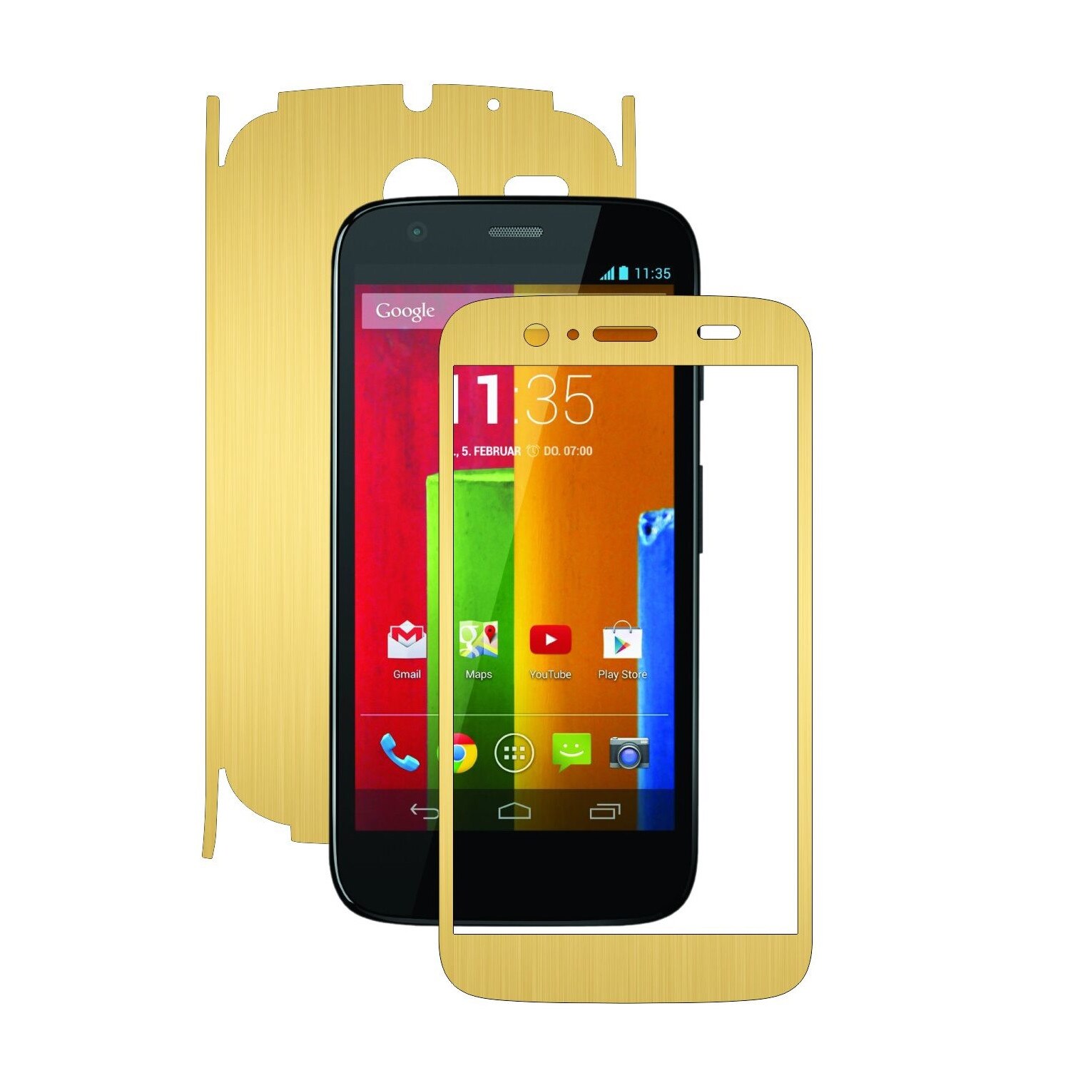 Folie de protectie Carbon Skinz, Husa de tip Skin Adeziv pentru Carcasa, Brushed Auriu dedicata Motorola Moto G 1 2013