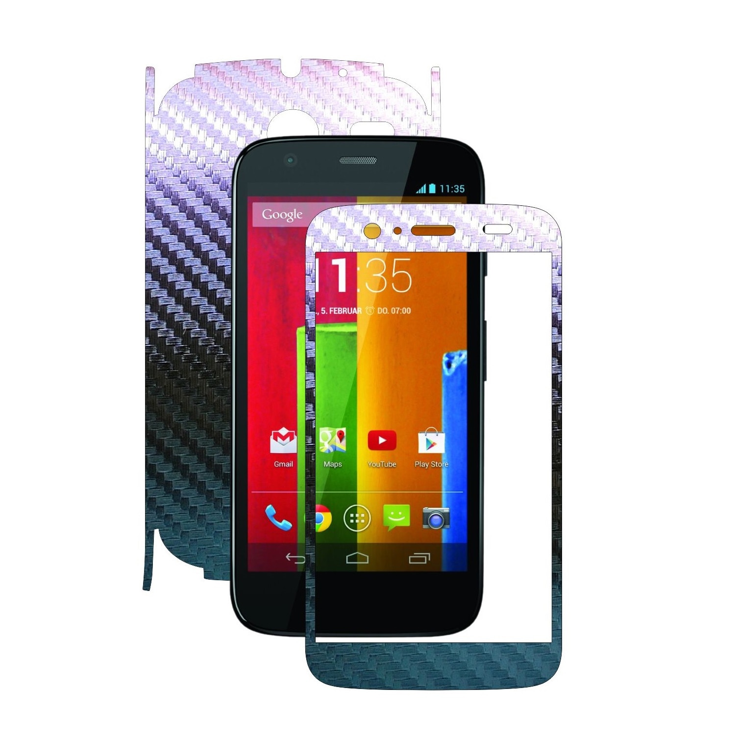 Folie de protectie Carbon Skinz, Husa de tip Skin Adeziv pentru Carcasa, Carbon Cameleon dedicata Motorola Moto G 1 2013