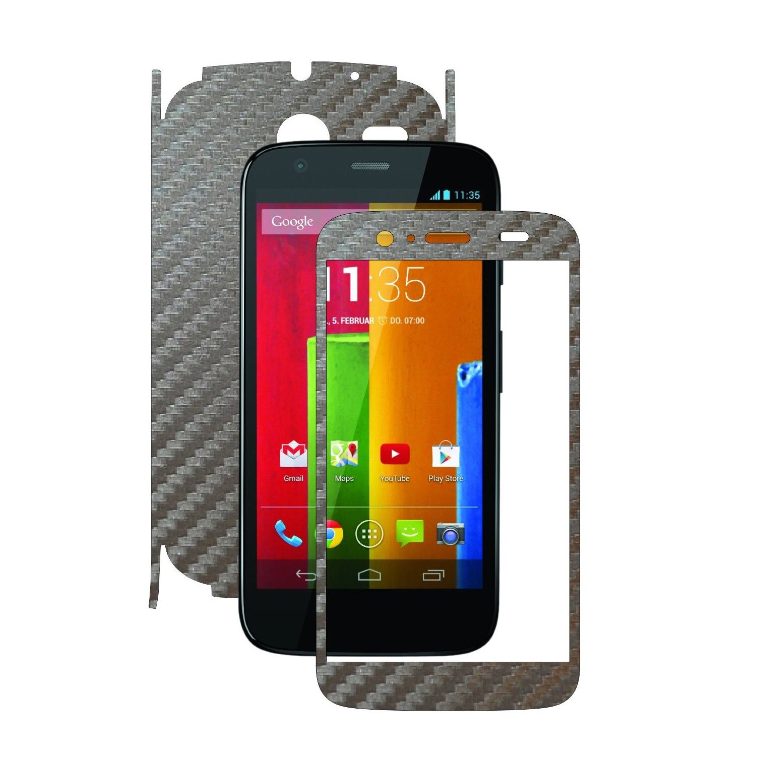 Folie de protectie Carbon Skinz, Husa de tip Skin Adeziv pentru Carcasa, Carbon Gri Argintiu dedicata Motorola Moto G 1 2013