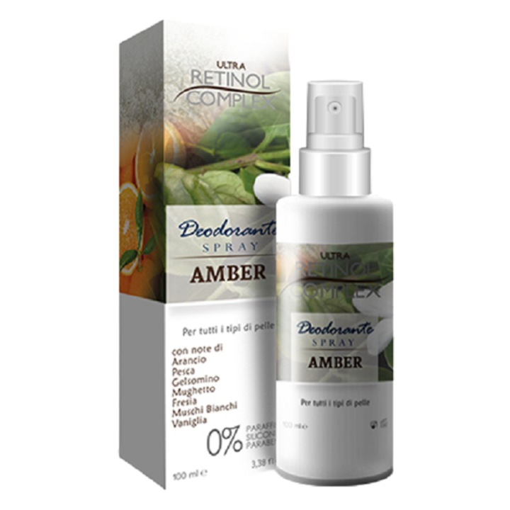 Borostyán illatosságú spray dezodor finom és érzékeny bőrre, Ultra Retinol Complex, 100 ml