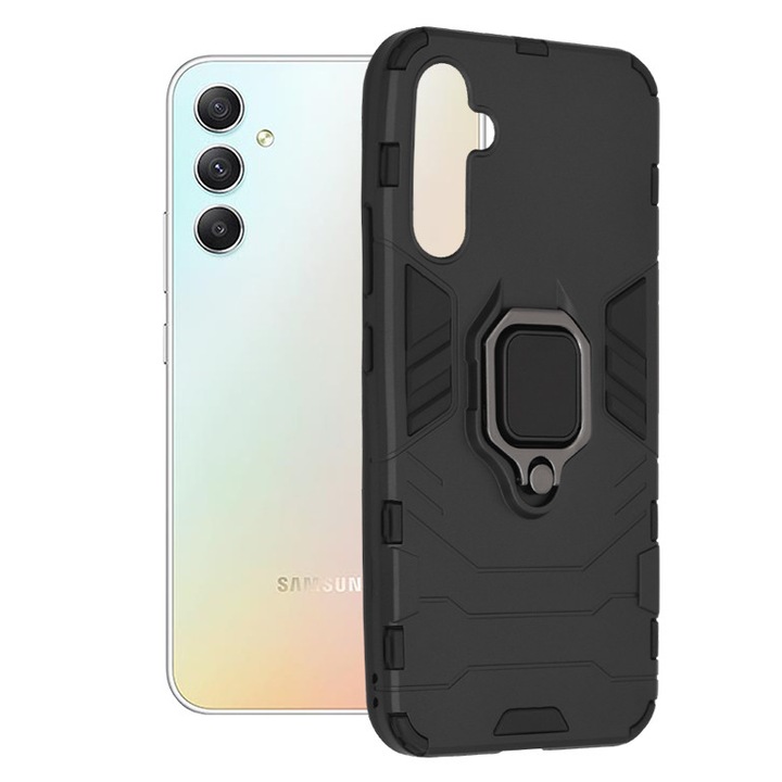 Кейс за Samsung Galaxy A34 5G, силиконов щит, метален, черен
