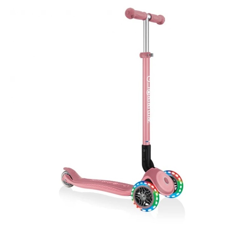 Тротинетка Globber PRIMO FOLDABLE PLUS LIGHTS, детска, сгъваема, със светещи колела, розовa