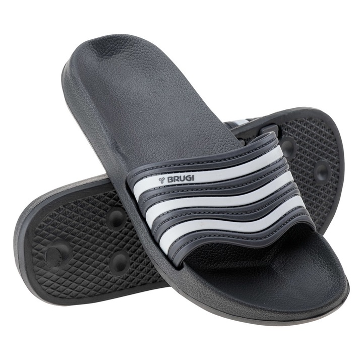 Papuci barbati, Brugi, Spuma EVA, Marime 45, Gri inchis