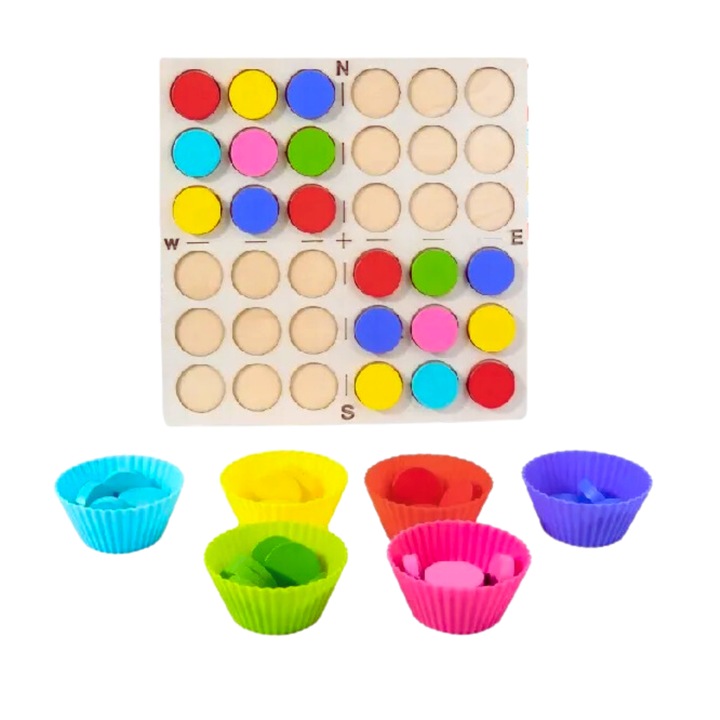 Montessori fa oktatójáték, memória, válogatás és színegyeztetés, 48 db, 23x5x24 cm, + 3 év, Utility One