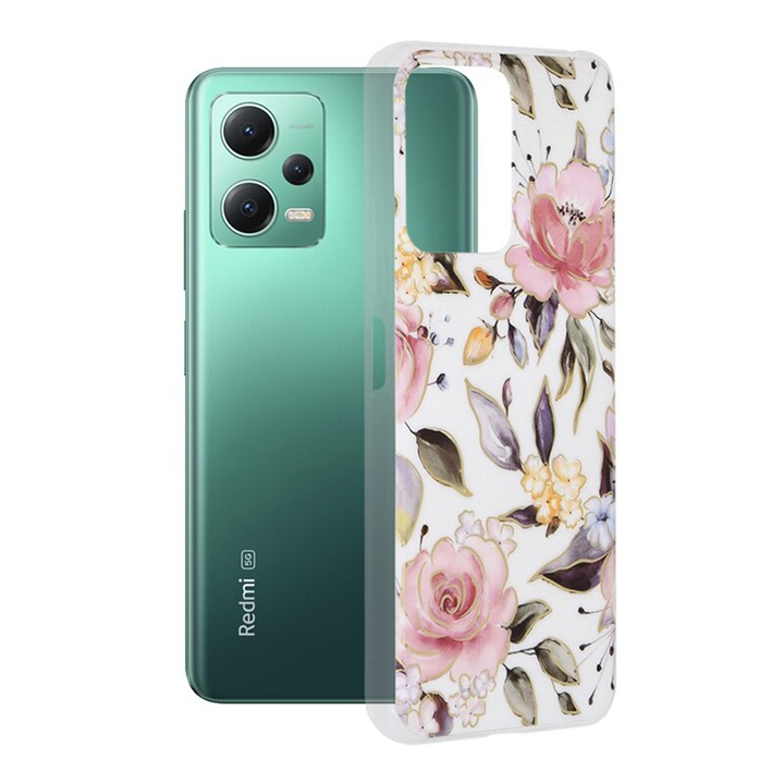 Husa de protectie pentru Xiaomi Redmi Note 12, Poco X5, Silicon TPU, Marble Design, Alb