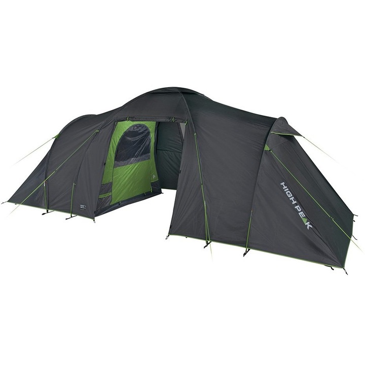 Cort 4 persoane Como, High Peak, Poliester, 450 x 210/230 cm, Gri/Verde, 7.5 kg