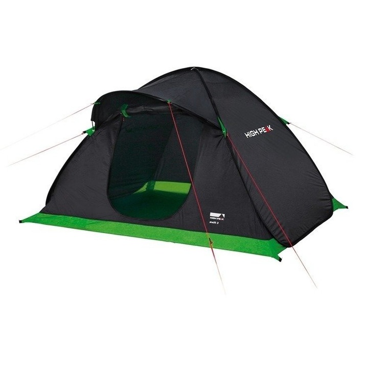 Cort 3 persoane Swift, High Peak, Poliester, 210 x 180 x 130 cm, Verde/Negru, 3.1 kg