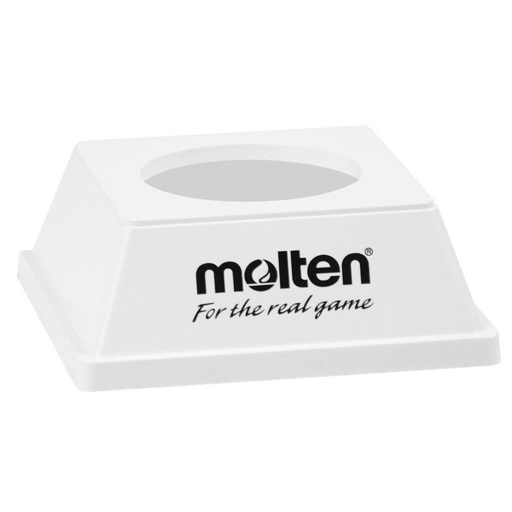 Suport pentru minge, Molten, Plastic, 123x123x45mm, Alb/Negru