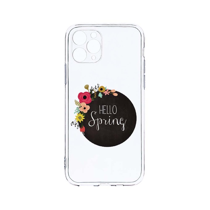 Husa BestCase® Clear Silicon 2MM, Compatibila Cu Apple iPhone 11 Pro Max, Hello Spring, Antisoc, Protectie Camera, Margini ridicate pentru protectia ecranului, T 684