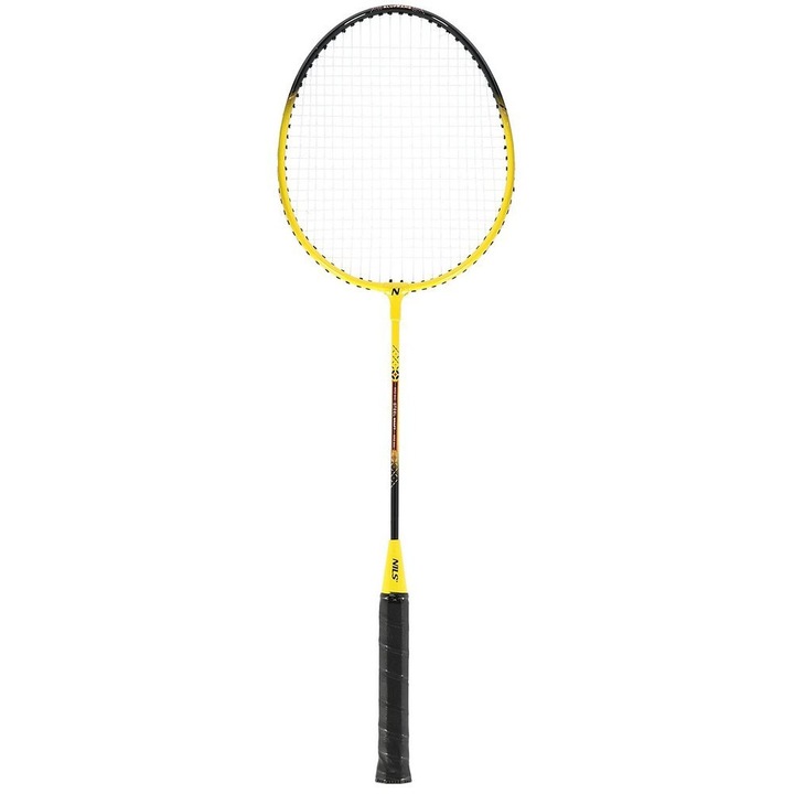 Set 2xrachete badminton, Nils, Aluminiu, Negru/Galben